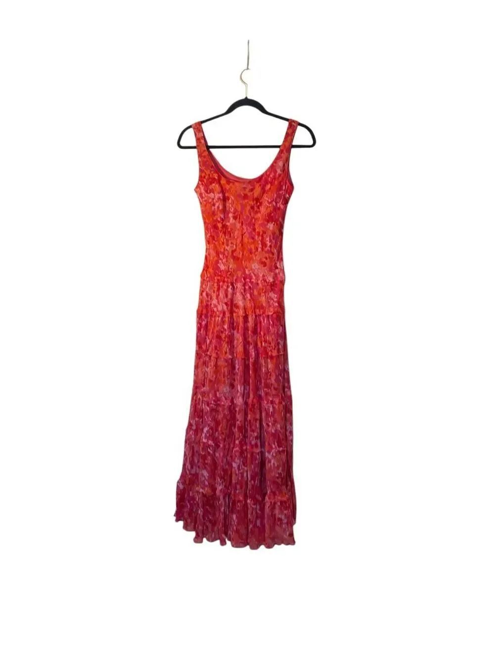 Jones New York tiered layered floral pink sleeveless dress 4
